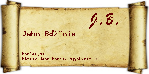 Jahn Bónis névjegykártya